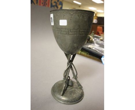 19th century Plated Military Goblet with Musket Support and Plumed Helmet Decoration