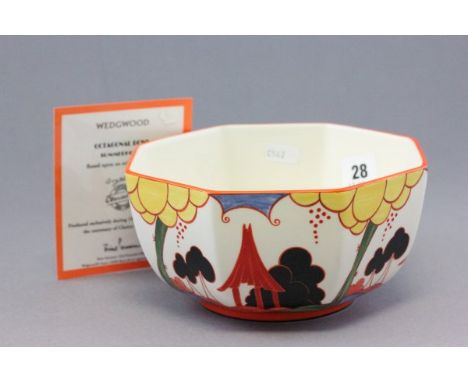 Wedgwood 'Bizarre Clarice Cliff' Octagonal Bowl Summerhouse with coa