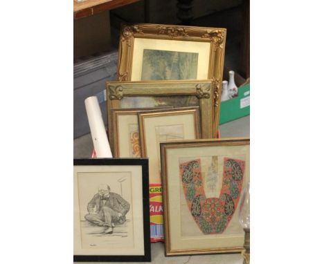 David Low Print of Winston Churchill together with other pictures and prints