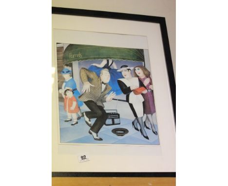 Framed and Glazed Beryl Cook Print 'Busking outside Harrods'