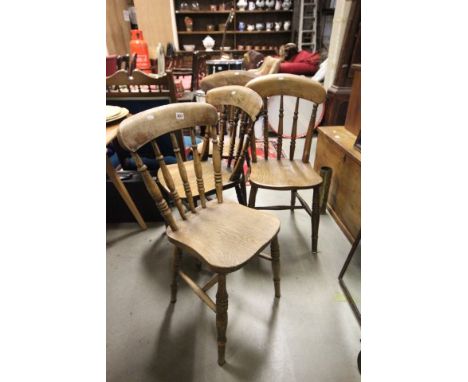 Set of Four Country Farmhouse Stick Back Chairs