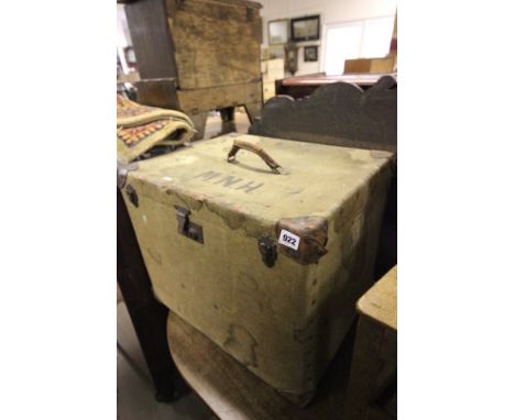 Canvas Square Trunk with leather handle