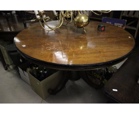 Victorian Mahogany Circular Dining Table with ebonised rim on carved tripod base