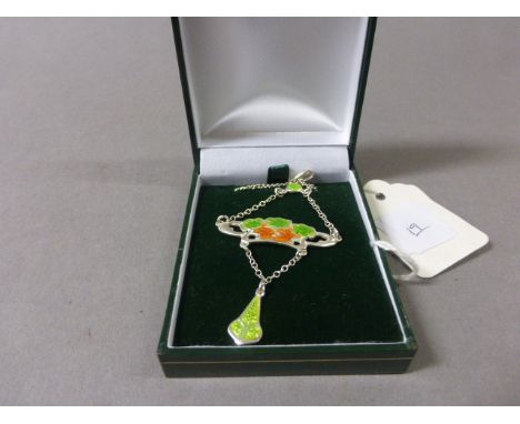 Silver and Enamel Art Nouveau Style Necklace