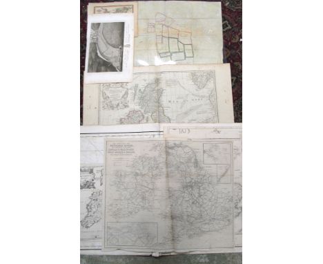 [U.K. MAPS] ms. estate plan, Tottenham High Cross area, on vellum; misc. other maps (9).