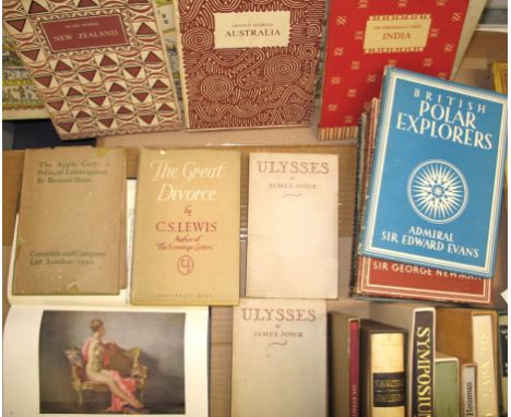 ULYSSES (2 vols.); Odyssey Press, 3rd impr., 1935; C. S. LEWIS "The Great Divorce", BERNARD SHAW "The Apple Cart" and RUSSELL