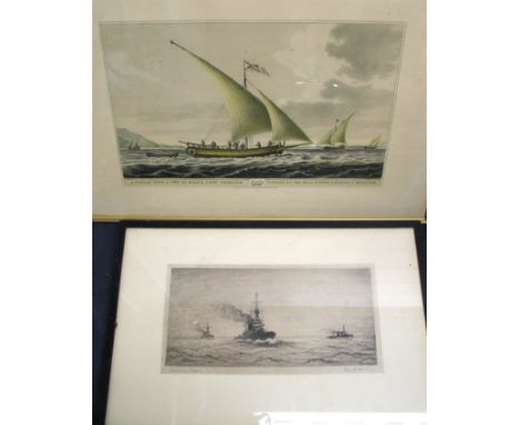 HARDING (Frank) "North Sea Patrol", etching, SIGNED &amp; titled in pencil, 6 x 12 inches [I], f. &amp; g.; "A Tartan with a 
