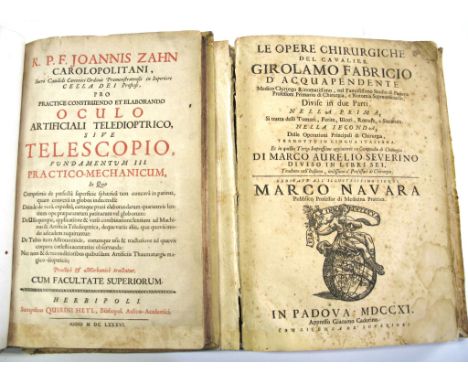[SCIENCE] FABRICIUS ab Aquapendente (G.) Le Opere Chirurgice, folio, 7 of 9 engr. plates only, browning, limp vellum, Padua, 