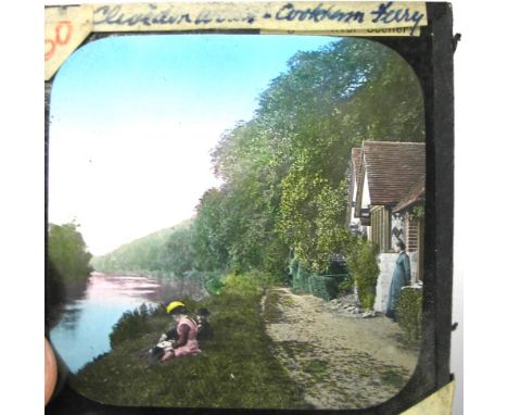 LANTERN SLIDES, group of 39 glass slides of the River Thames, Sonning etc.