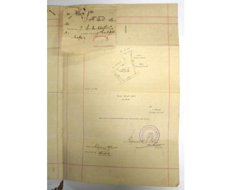 SINGAPORE, manuscript indenture for land plot no. 80 in Tannah Merah Ketchil, includes a small sketch map of the plot, 1902-3