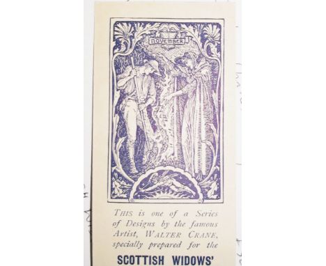 [WALTER CRANE / SCOTTISH WIDOWS] a coll'n of bookmarkers, 2 issues of "the Months" with artwork by Crane, (1 lacks March &amp
