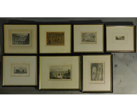 A collection of 7 various framed and glazed etchings of architectural interest. 37x30cm (largest) 