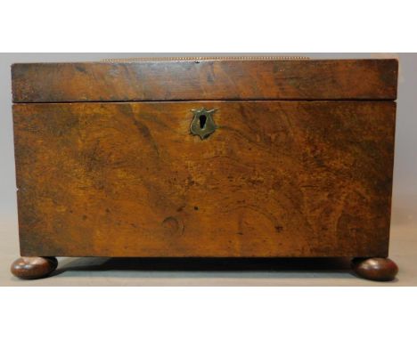 A Regency mahogany tea caddy of sarcophagus form converted to stationery box. H.32 W.19 D.5cm 