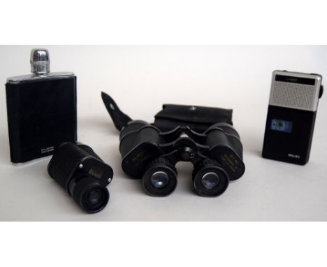 A pair of German Koln Optik 8x40 10 degree wide angle binoculars, together with a French Aquilus 8x40 monocular in case, a Ph