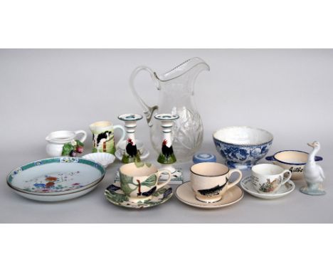 A selection of ceramics, including a matching set of two Emma Bridgewater saucers and cup, together with one other, a Wedgwoo