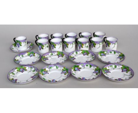 A set of Crown Staffordshire coffee cans (15) and saucers (9)