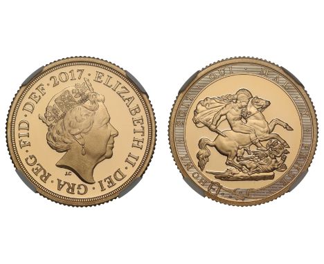 g Elizabeth II (1952-2022), gold proof Sovereign, 2017, for the 200th Anniversary of the Pistrucci Sovereign, crowned head ri