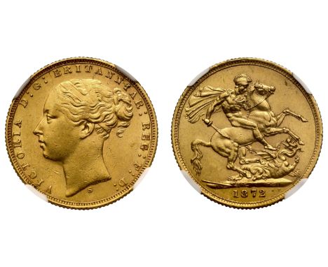 g Australia, Victoria (1837-1901), gold Sovereign, 1872, Sydney mint, third young head left, W.W. raised on truncation for en