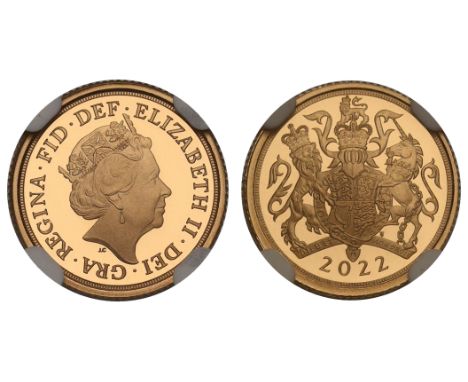 g Elizabeth II (1952-2022), gold proof Quarter Sovereign, 2022, Platinum Jubilee issue, crowned head right, JC below for desi
