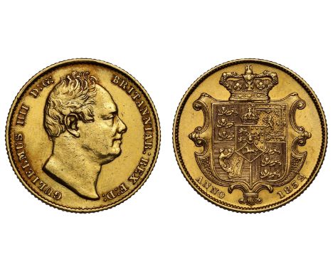 g William IV (1830-37), gold Sovereign, 1832, second bare head right, nose points to second I in BRITANNIAR, W.W. incuse on t