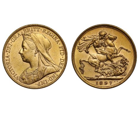 g Australia, Victoria (1837-1901), gold Sovereign, 1897, Melbourne mint, veiled bust left, T.B. below for engraver Thomas Bro