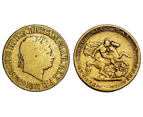 g George III (1760-1820), gold Sovereign, 1817, first laureate head right, date below, Latin legend commences lower left GEOR