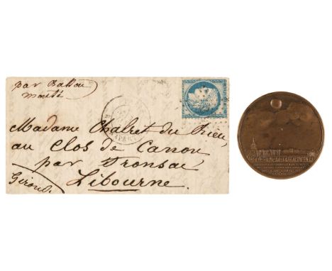 * Siege of Paris Ballon Monté cover. Le General Faidherbe, 13 January 1871, folded letter on two sheets, addressed to Madame 