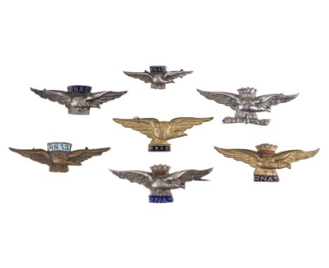 * Royal Naval Air Service. A collection of RNAS sweetheart brooches, all with RNAS eagle emblems with head turned to the righ