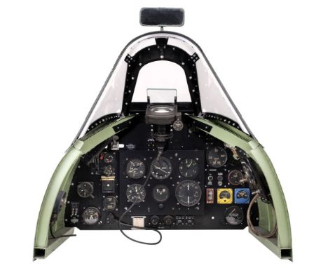 * Spitfire Cockpit. A fine composition Spitfire cockpit section, green painted aluminium with Ace of Spades decals and perspe