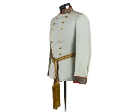 * Hungarian Officer'sTunic, circa 1900, with tailor's label for Tiller &amp; Co, Budapest, soft light blue cloth with gilt-me