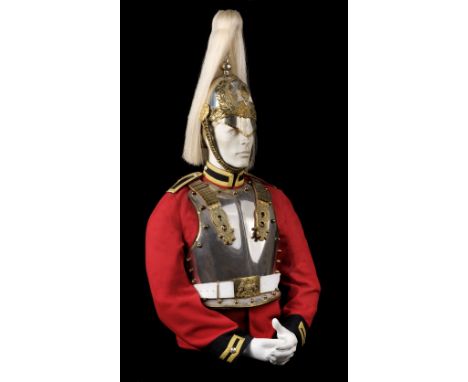 * Elizabeth II Troopers Uniform of the Household Cavalry, circa 1960, comprising Albert helmet, the white metal skull with bi