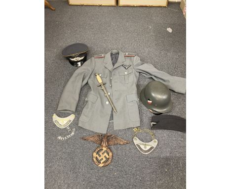 * Third Reich. Various reproduction Third Reich memorabilia, including a Luftwaffe dagger, two Feldgendarmerie gorgets, Krieg