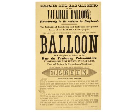 * Ballooning Broadsides. Second and Last Ascent of the Vauxhall Balloon, Previously to its return to England. The Authoraties