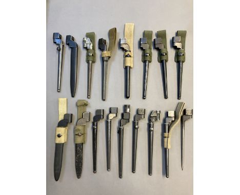 * British Post-WWII bayonets, circa 1950s, comprising No 9 Mk 1 (3), each in scabbard, (13), one lacking scabbard, plus one N