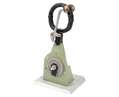 * Control Column. WWII style aircraft spade grip control column, with brass gun firing button and brake lever, 18 cm high, mo