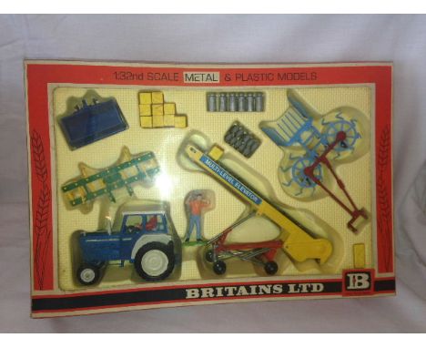 BRITAINS - FARM TRACTOR & IMPLEMENT SET - (9590)