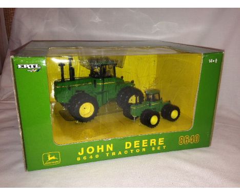 ERTL - JOHN DEERE 8640 TRACTOR SET - FLOW CITY - FARM TOY SHOW 2008 - 1:32 & 1:64 SCALE - (16174A)