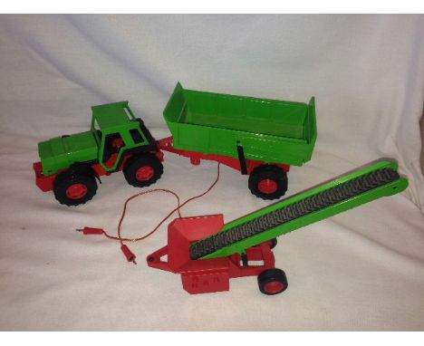 "JOUSTRA" BATTERY POWERED TRACTOR c/w TRAILER & ELEVATOR