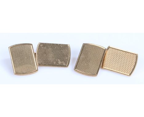 Pair of 9 carat gold cufflinks, with engine turned rectangular panels, 7.3g