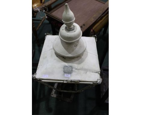 Large white painted lantern with brackets, 44cm square
