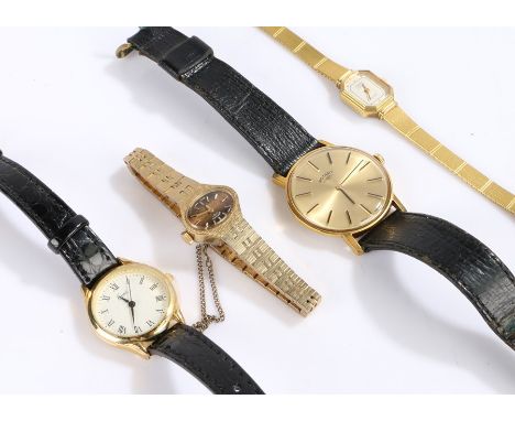 Gentlemans and ladies Rotary gold plated wrist watches, both manual wound, Oris ladies gilt quartz wristwatch, Limit ladies q