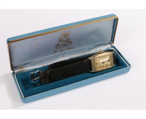 Kenley Art Deco style gentleman's wristwatch, the signed white dial with gilt Arabic markers and subsidiary seconds dial, man