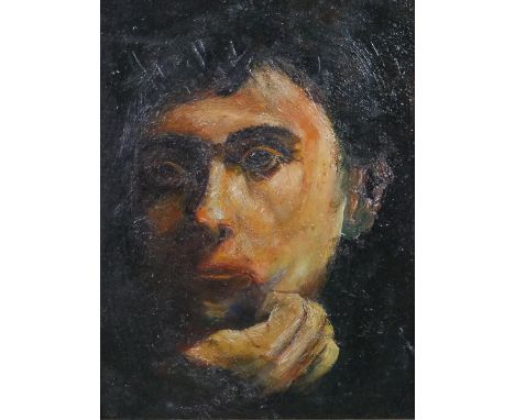 A gilt gesso framed oil on board portrait of a young male. H.40 W.34cm. 