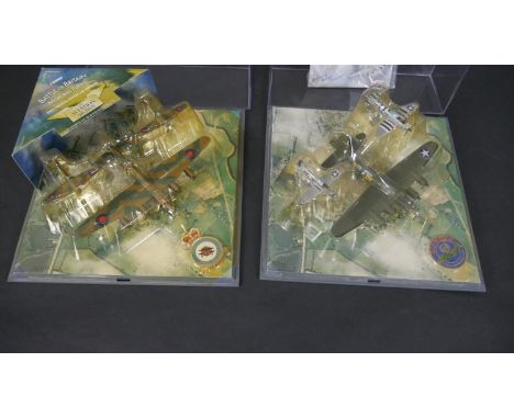 A Corgi perspex cased set, B17-Sally B, Mustang and Thunderbolt along with a Corgi perspex cased collection Battle of Britain