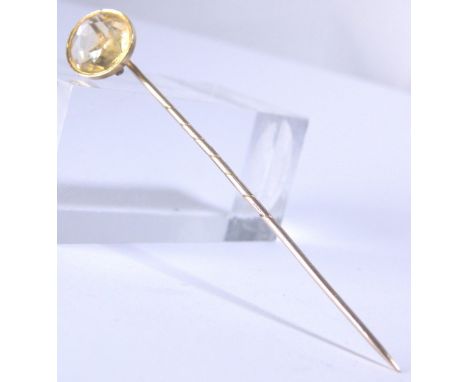 GOLD STICK PIN.  9ct gold and citrine stick pin