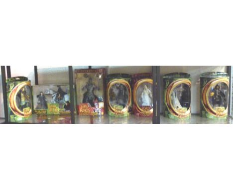 LORD OF THE RINGS FIGURES. Seven Toybiz Lord Of The Rings Fellowship Of The Ring figures - Elrond, Arwen & Asfaloth, Sauron, 