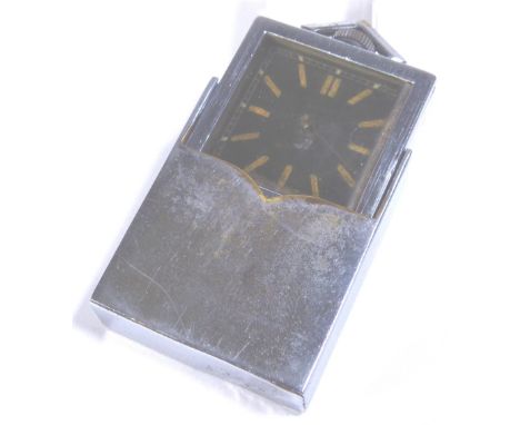 TRAVEL CLOCK. Plated travelling clock, W - 34mm