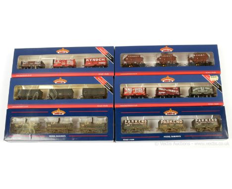 Bachmann OO Gauge group of 3-pack Wagons consisting of Ref 37-225W 16-ton Mineral Wagons NCB weathered, 37-075L Private Owner