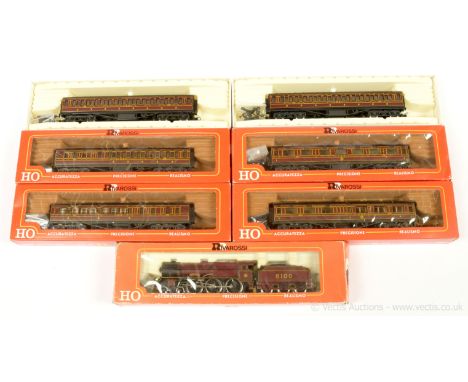 Rivarossi HO LMS Loco and Passenger Rolling Stock comprising 1348 4-6-0 crimson Royal Scot Class Loco No.6100 "Royal Scot", l