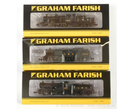 Graham Farish (by Bachmann) N Gauge LMS Steam Locos comprising 372-627 2-6-0 Ivatt Class 2 No.6404, 372-061 0-6-0 4F Class No